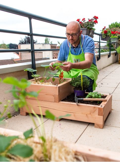 carré fantastik - TWINIK - carré potager écoresponsable en bois pour terrasse . 2 niveaux. Fabriqué en France.