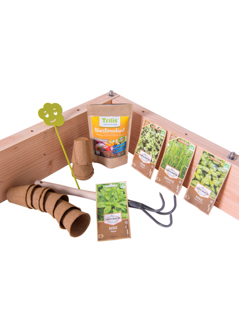 Mon Pack Aromates et Carré Potager BASIK, carré potager écoresponsable en bois. Fabriqué en France.